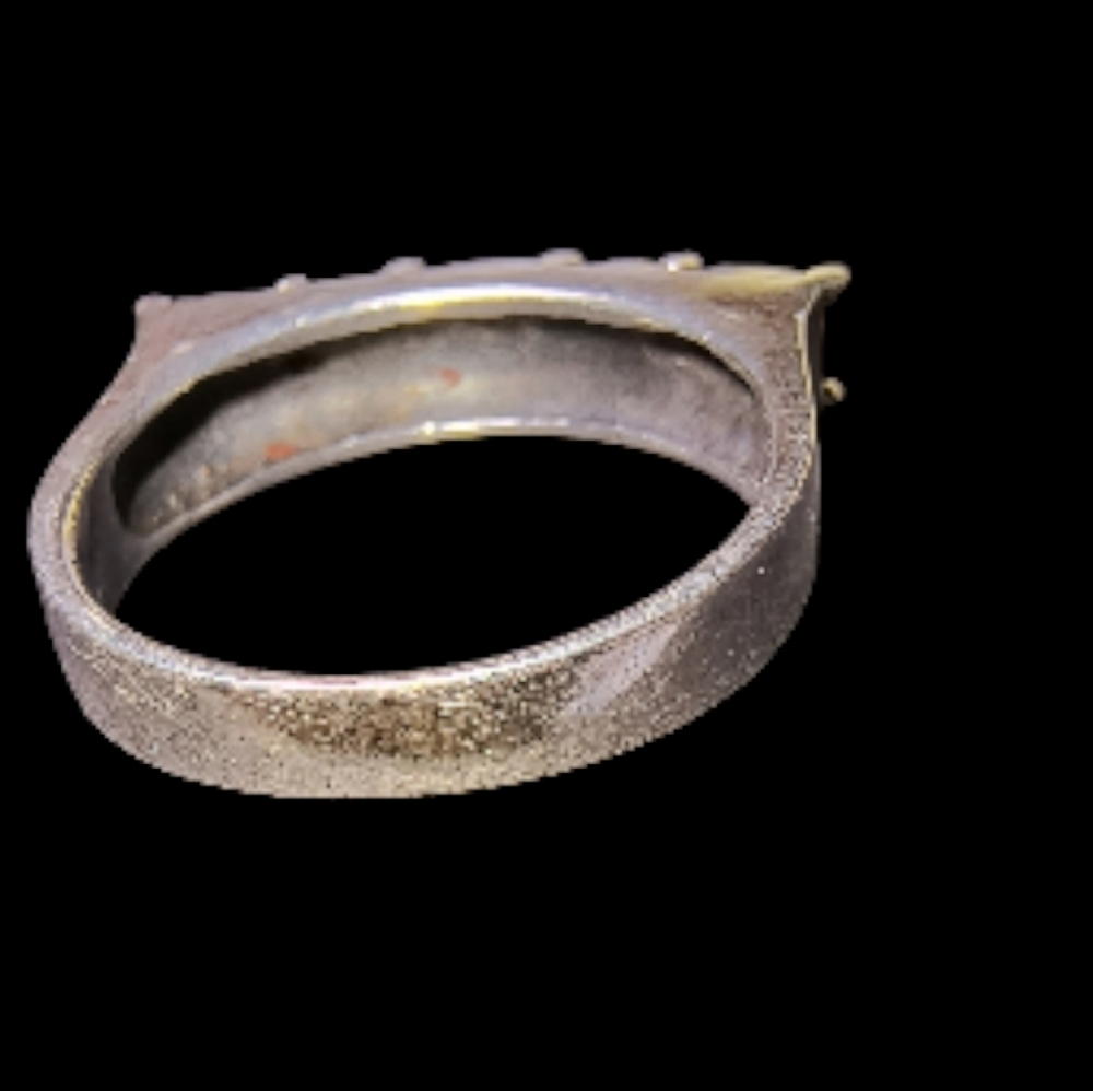 Vintage Sterling Silver Multi-Stone Inlay Ring - Picture 10 of 12
